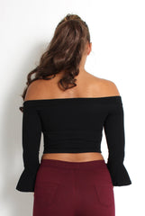 Alby Black Off The Shoulder Top-Tops