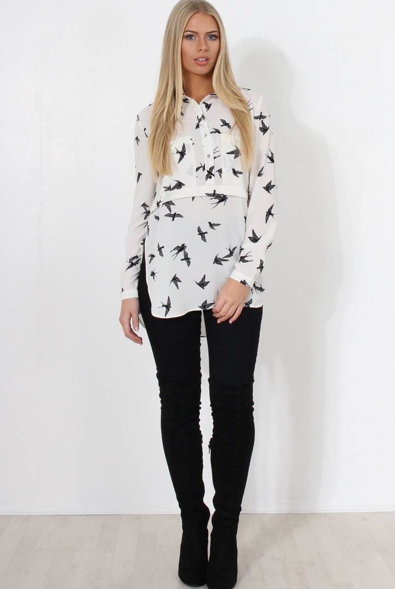 Alena White Print Shirt-Shirts