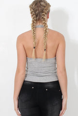 Alex Grey Slogan Crop-Crop Tops