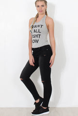 Alex Grey Slogan Crop-Crop Tops