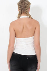 Alex White Slogan Crop-Crop Tops