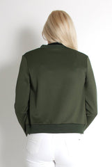 Alexus Khaki Zip Front Bomber Jacket-Jackets