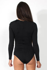 Alia Black Tie Front Bodysuit-Bodysuits