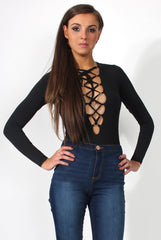 Alia Black Tie Front Bodysuit-Bodysuits