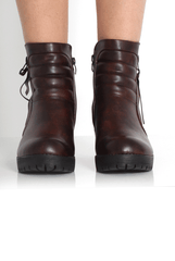 Alisha Brown Zip Biker Ankle Boots-Boots