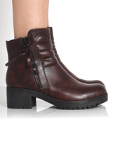 Alisha Brown Zip Biker Ankle Boots-Boots