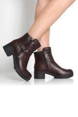 Alisha Brown Zip Biker Ankle Boots-Boots