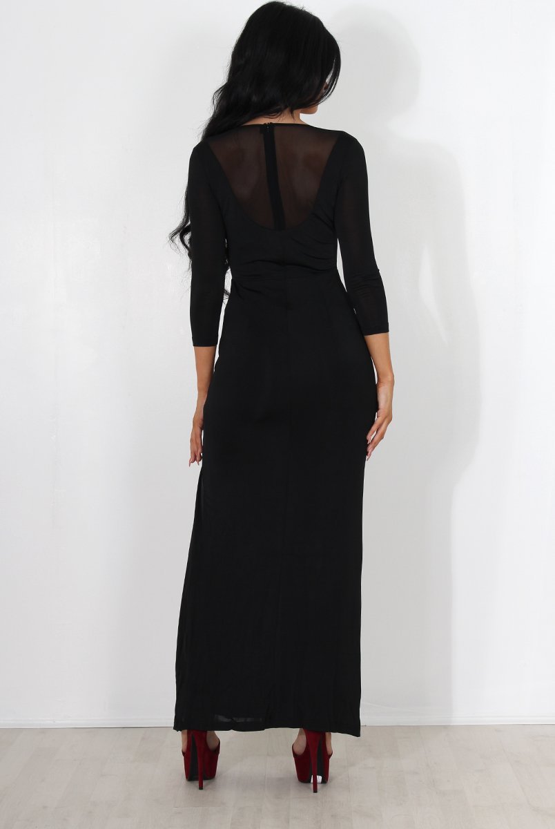 Alizah Black Tie Front Maxi Dress-Dresses