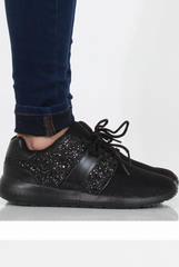 All Black Glitter Trainer - Rio-Trainers