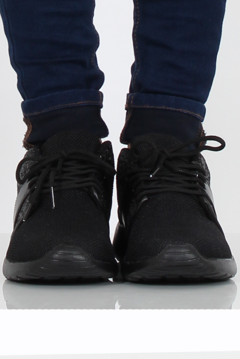 All Black Glitter Trainer - Rio-Trainers