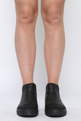 All Black Snakeskin Diamante High Top Trainers - Kaia-Trainers