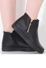 All Black Snakeskin Hightop Trainer - Tracey-Tops