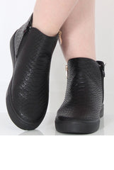 All Black Snakeskin Hightop Trainer - Tracey-Tops