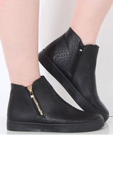 All Black Snakeskin Hightop Trainer - Tracey-Tops