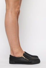 All Black Snakeskin Skater - Sophie-Shoes