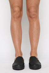 All Black Snakeskin Skater - Sophie-Shoes