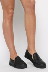 All Black Snakeskin Skater - Sophie-Shoes