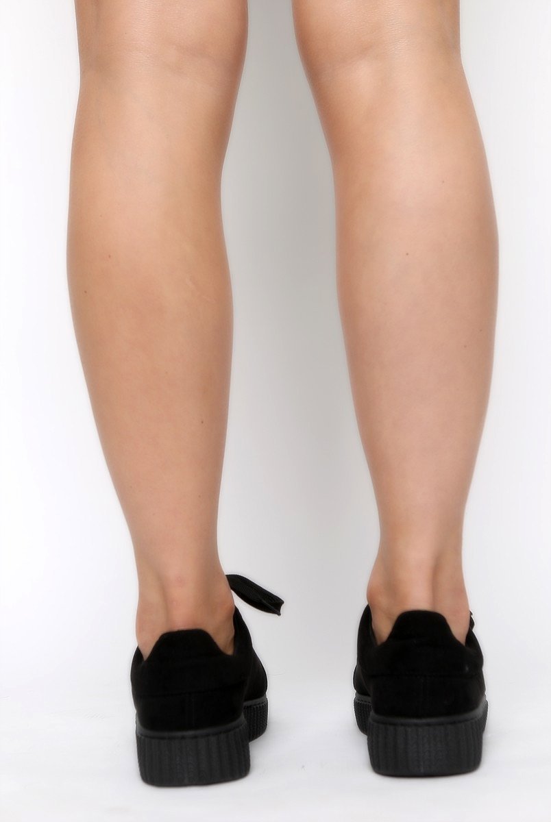 All Black Suede Lace Up Creepers - Fatima-Shoes
