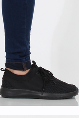 All Black Woven Trainers - Karlee-Trainers