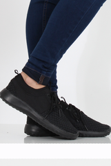 All Black Woven Trainers - Karlee-Trainers