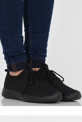 All Black Woven Trainers - Karlee-Trainers