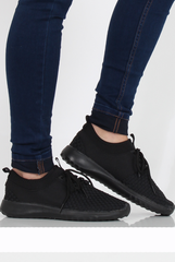 All Black Woven Trainers - Karlee-Trainers