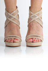 Allen Nude Mesh Strappy Heels-Heels