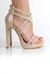 Allen Nude Mesh Strappy Heels-Heels