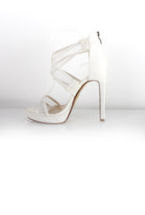 Allen White Mesh Strappy Heels-Heels