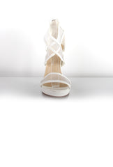Allen White Mesh Strappy Heels-Heels