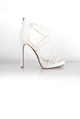 Allen White Mesh Strappy Heels-Heels