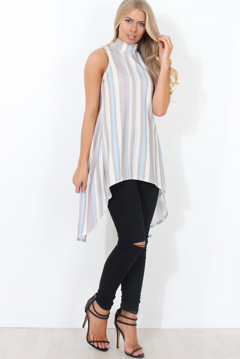 Alli Baby Blue Split Back Top-Tops