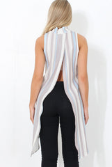 Alli Baby Blue Split Back Top-Tops