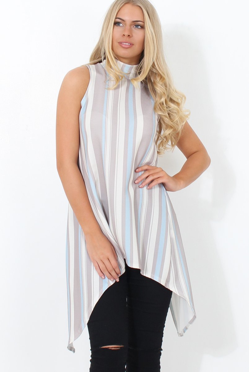 Alli Baby Blue Split Back Top-Tops