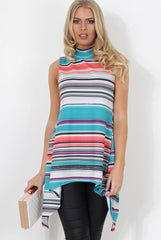 Alli Blue Split Back Top-Tops