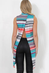 Alli Blue Split Back Top-Tops