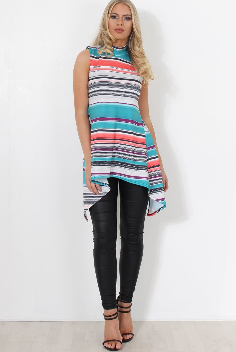 Alli Blue Split Back Top-Tops