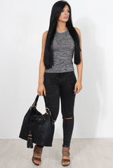 Alli Grey High Neck Top-Tops