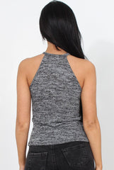 Alli Grey High Neck Top-Tops