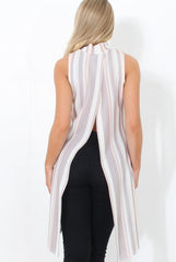 Alli Pink Split Back Top-Tops