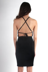 Allisa Black Rushed Side Dress-Dresses