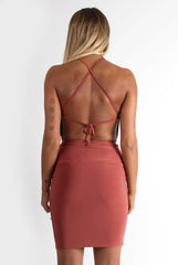 Allisa Copper Rushed Side Dress-Dresses