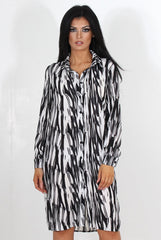 Alva Black & White Shirt Dress-Dresses