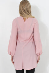 Amber Pink Pussy Bow Neck Top-Tops