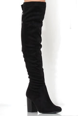 Amelia Black Suede Tassel Boots-Boots