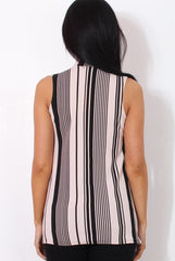 Amera Nude Striped Crossover Top-Tops