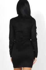 Ami Black Eyelet Detail Dress-Dresses