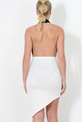 Amina White Asymmetric Skirt-Skirts