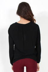 Amira Black Tie Front Top-Tops