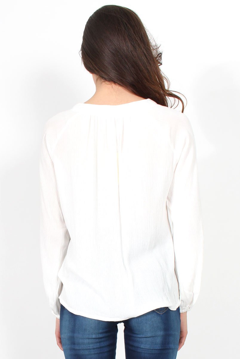 Amira White Tie Front Top-Tops